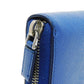 PRADA Long Wallet Purse 2ML317 Safiano leather (stamped) blue Gray Zip Around logo metal Saffiano striped round zip wallet unisex(Unisex) Used Authentic