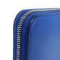 PRADA Long Wallet Purse 2ML317 Safiano leather (stamped) blue Gray Zip Around logo metal Saffiano striped round zip wallet unisex(Unisex) Used Authentic