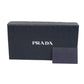PRADA Long Wallet Purse 2ML317 Safiano leather (stamped) blue Gray Zip Around logo metal Saffiano striped round zip wallet unisex(Unisex) Used Authentic