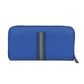 PRADA Long Wallet Purse 2ML317 Safiano leather (stamped) blue Gray Zip Around logo metal Saffiano striped round zip wallet unisex(Unisex) Used Authentic
