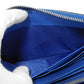 PRADA Long Wallet Purse 2ML317 Safiano leather (stamped) blue Gray Zip Around logo metal Saffiano striped round zip wallet unisex(Unisex) Used Authentic