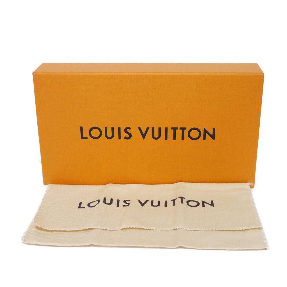 LOUIS VUITTON Long Wallet Purse N60109 Damier Azul Canvas (LV Trunk Print) x Grain Leather Rose valerine LV logo trompe l'oeil Damier As Summer Trunk Portefeuille Clemence Women Used Authentic