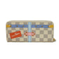 LOUIS VUITTON Long Wallet Purse N60109 Damier Azul Canvas (LV Trunk Print) x Grain Leather Rose valerine LV logo trompe l'oeil Damier As Summer Trunk Portefeuille Clemence Women Used Authentic