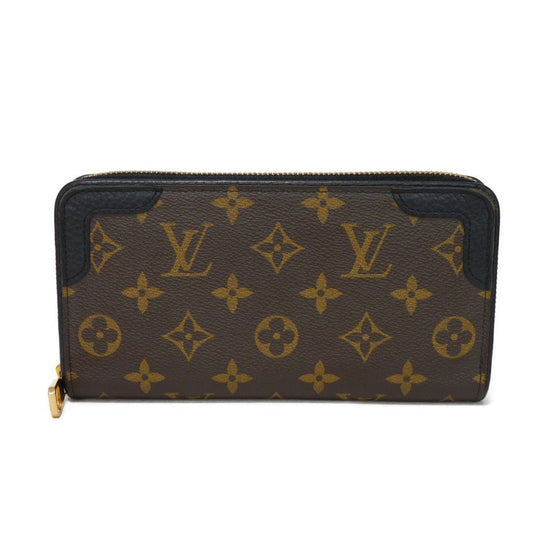 LOUIS VUITTON Long Wallet Purse M61855 Monogram canvas x Calfskin leather Noir Brown Black New Zip Around Monogram Retiro Zippy wallet unisex(Unisex) Used Authentic