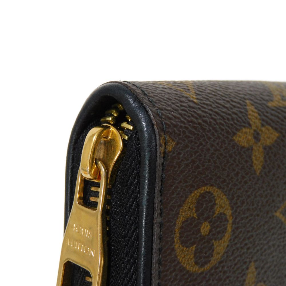 LOUIS VUITTON Long Wallet Purse M61855 Monogram canvas x Calfskin leather Noir Brown Black New Zip Around Monogram Retiro Zippy wallet unisex(Unisex) Used Authentic