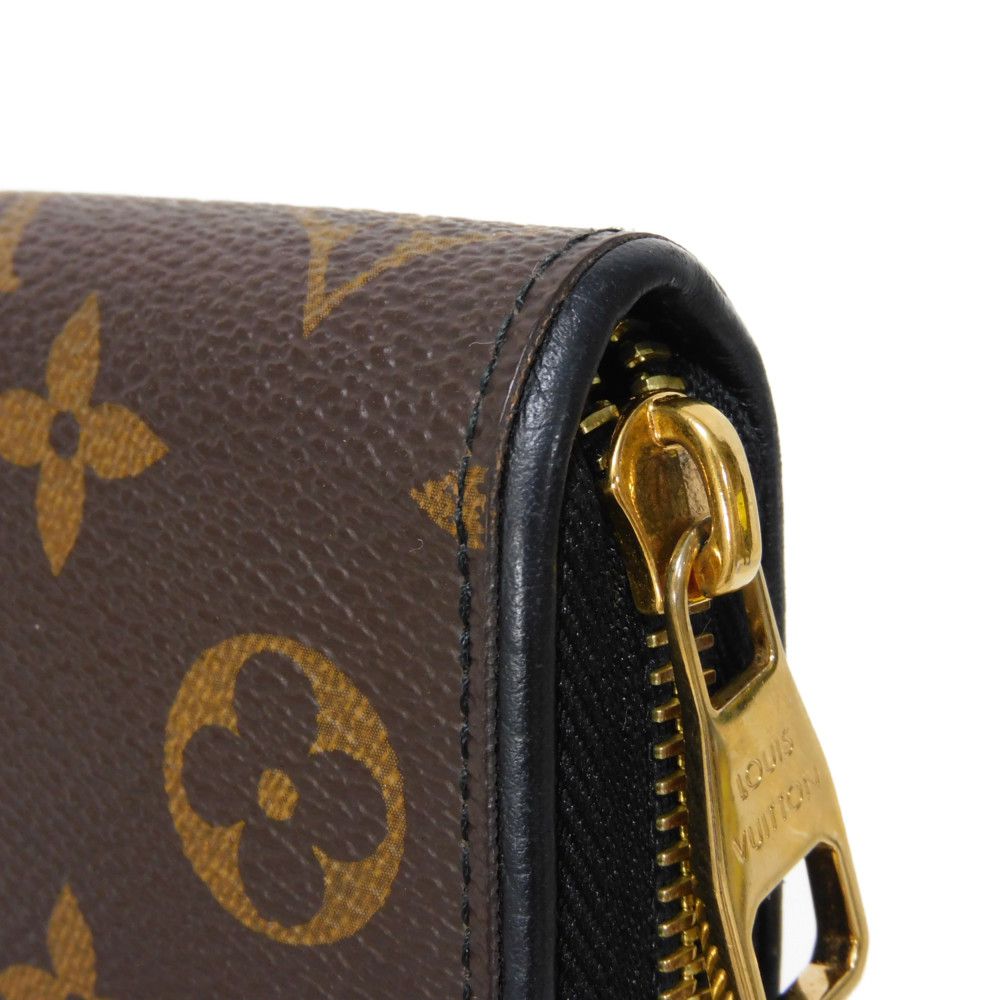 LOUIS VUITTON Long Wallet Purse M61855 Monogram canvas x Calfskin leather Noir Brown Black New Zip Around Monogram Retiro Zippy wallet unisex(Unisex) Used Authentic