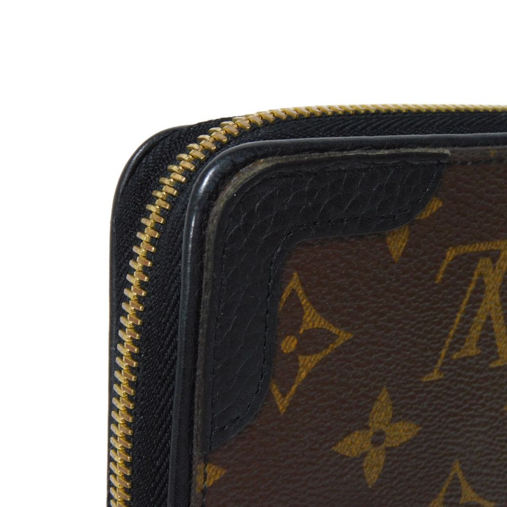 LOUIS VUITTON Long Wallet Purse M61855 Monogram canvas x Calfskin leather Noir Brown Black New Zip Around Monogram Retiro Zippy wallet unisex(Unisex) Used Authentic