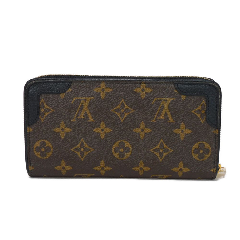 LOUIS VUITTON Long Wallet Purse M61855 Monogram canvas x Calfskin leather Noir Brown Black New Zip Around Monogram Retiro Zippy wallet unisex(Unisex) Used Authentic