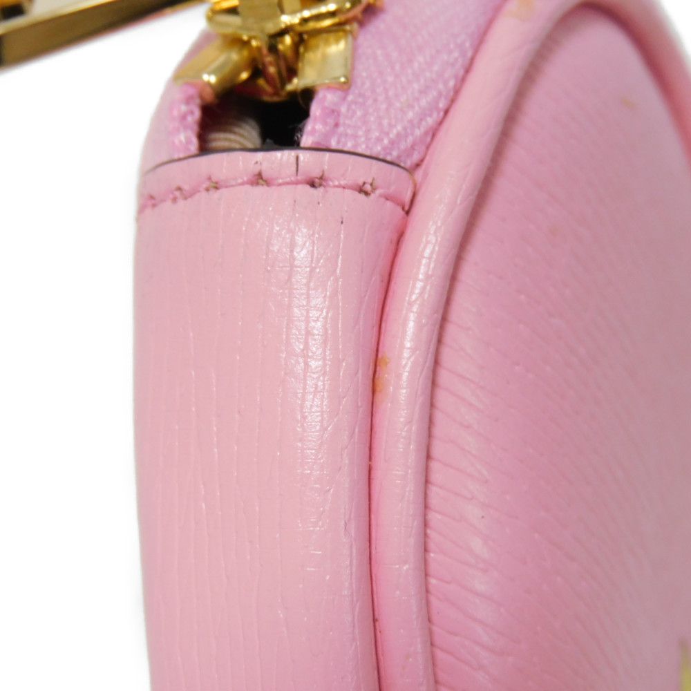 GUCCI Coin case 701062 U22AG 5964 Textured leather Light pink Banana Bolt Inazuma Unused logo Bananya Heart Shape Coin Case unisex(Unisex) Used Authentic