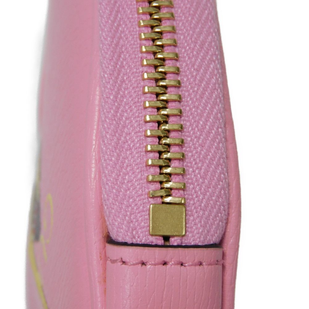 GUCCI Coin case 701062 U22AG 5964 Textured leather Light pink Banana Bolt Inazuma Unused logo Bananya Heart Shape Coin Case unisex(Unisex) Used Authentic