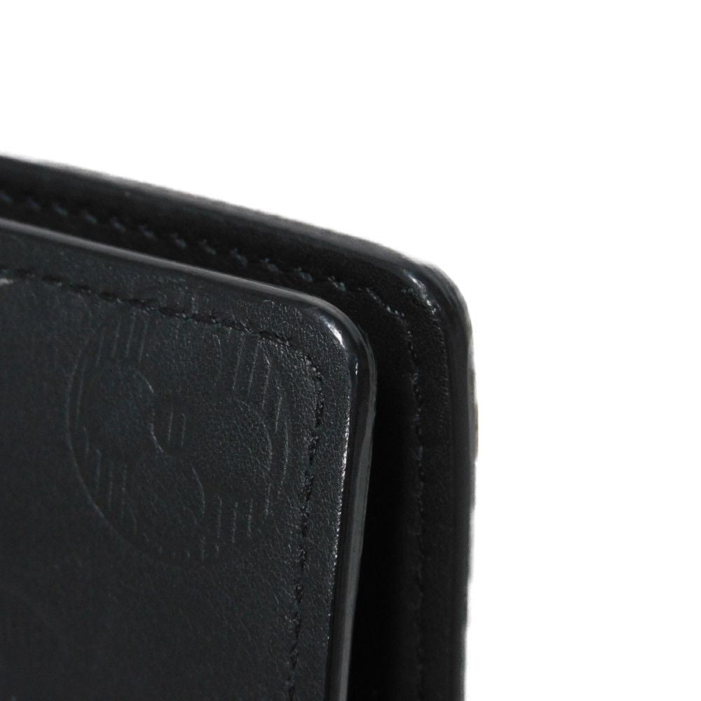 LOUIS VUITTON Long Wallet Purse M62900 Shadow leather (monogram embossing) Noir LV Logo Flower Embossed Black Bifold Wallet Monogram shadow Portefeuille Braza mens Used Authentic