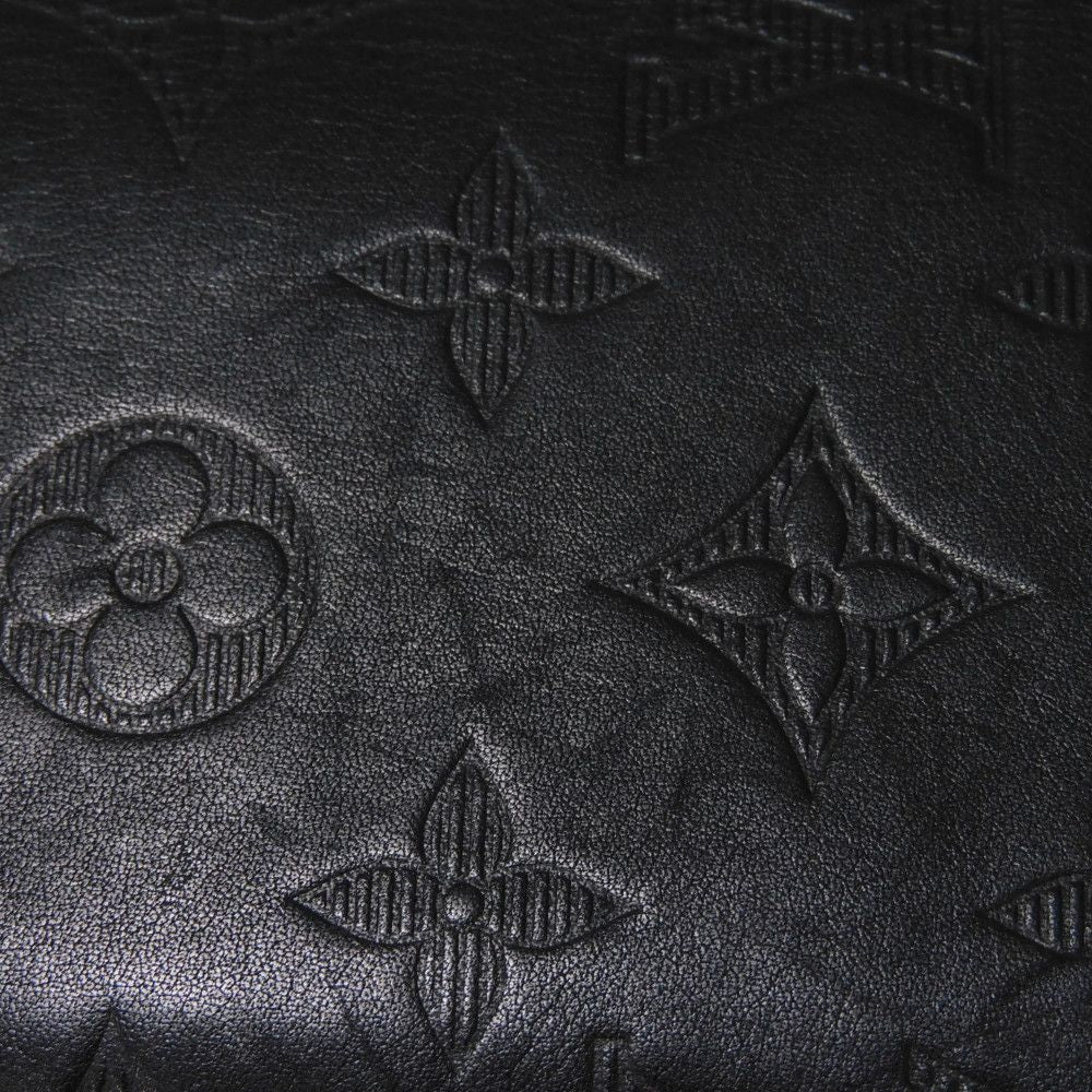 LOUIS VUITTON Long Wallet Purse M62900 Shadow leather (monogram embossing) Noir LV Logo Flower Embossed Black Bifold Wallet Monogram shadow Portefeuille Braza mens Used Authentic