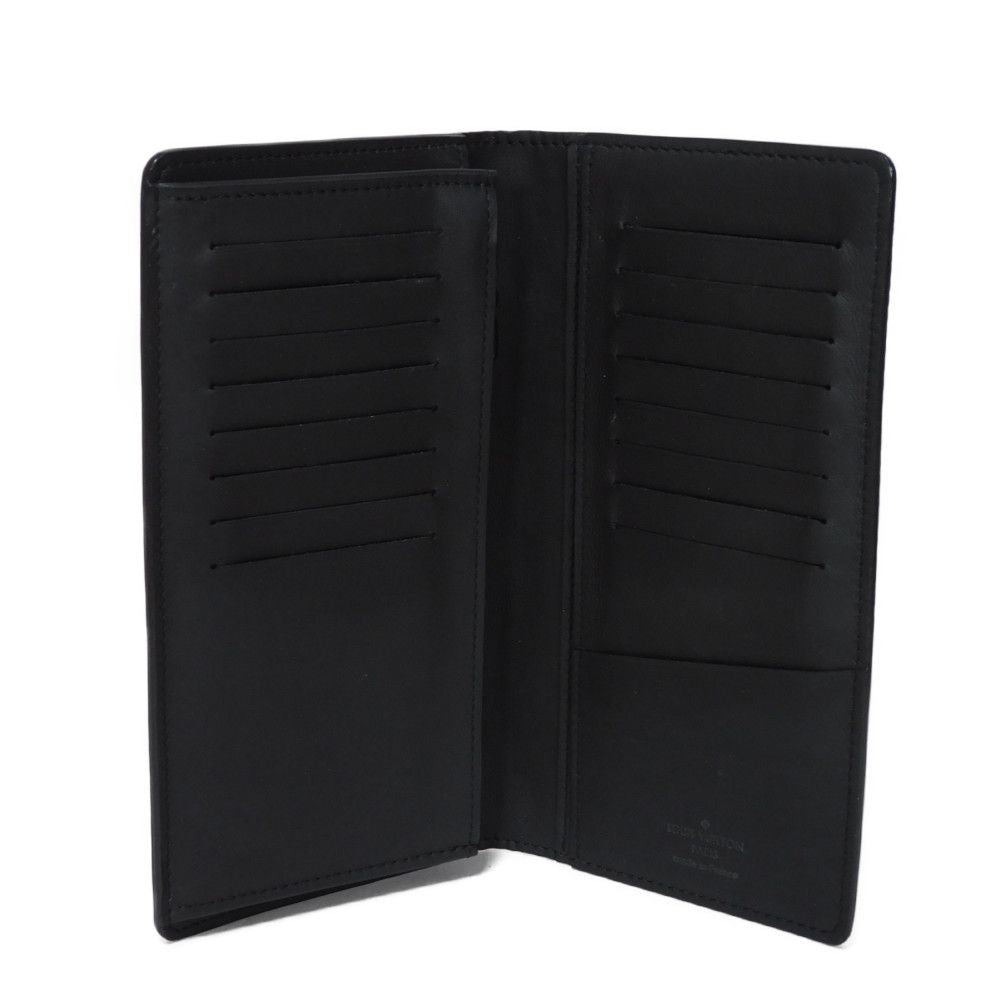 LOUIS VUITTON Long Wallet Purse M62900 Shadow leather (monogram embossing) Noir LV Logo Flower Embossed Black Bifold Wallet Monogram shadow Portefeuille Braza mens Used Authentic