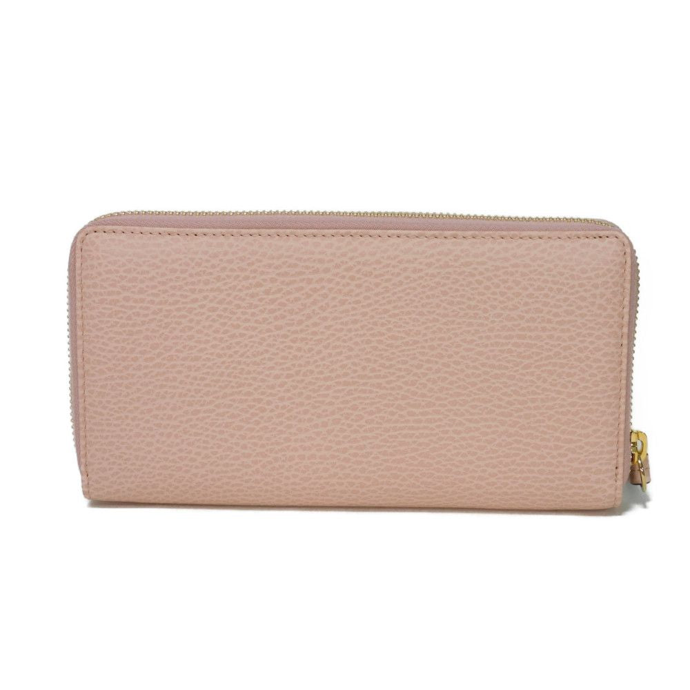 GUCCI Long Wallet Purse 456117 CAO0G 5909 Textured leather Perfect pink Pastel Zip Around GG Marmont Double G zip around wallet Women Used Authentic