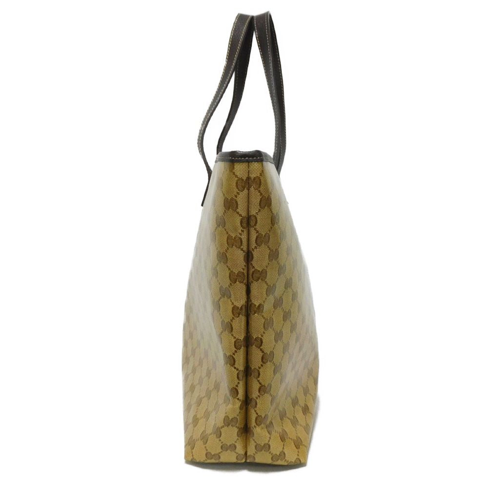 GUCCI Tote Bag 211525 GG Crystal Canvas (Plastics finish) beige Plastics coating brown Interlocking G charm GG Crystal Tote unisex(Unisex) Used Authentic