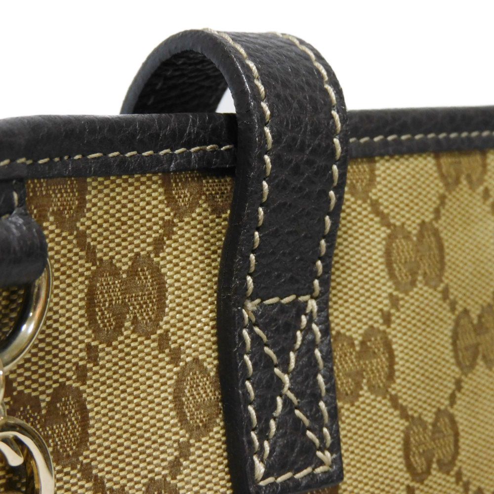 GUCCI Tote Bag 211525 GG Crystal Canvas (Plastics finish) beige Plastics coating brown Interlocking G charm GG Crystal Tote unisex(Unisex) Used Authentic