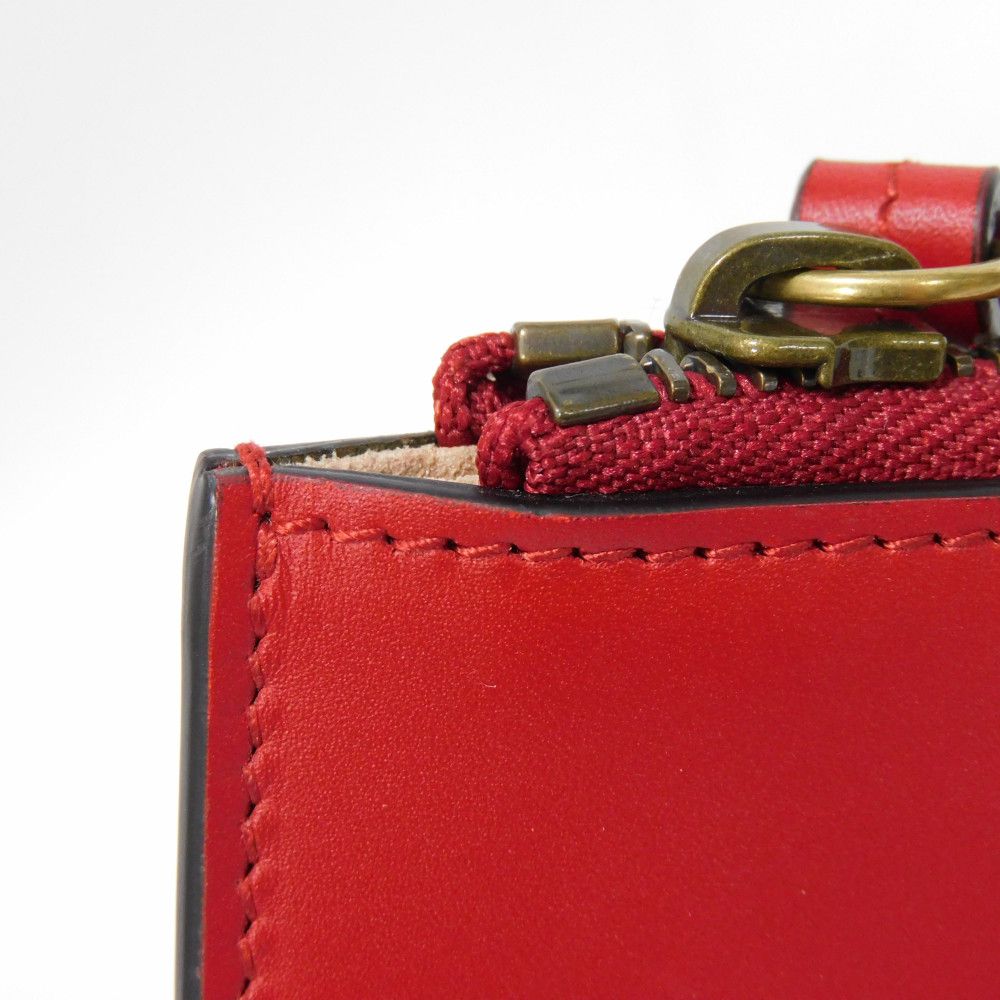 GUCCI Clutch bag 445597 Smooth Calfskin Leather Red Double G Paint GG logo ghost pouch