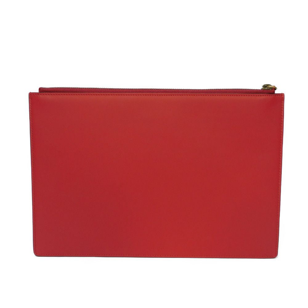 GUCCI Clutch bag 445597 Smooth Calfskin Leather Red Double G Paint GG logo ghost pouch