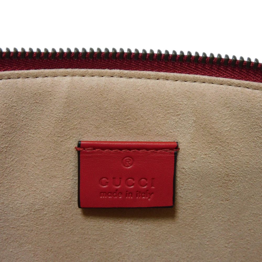 GUCCI Clutch bag 445597 Smooth Calfskin Leather Red Double G Paint GG logo ghost pouch