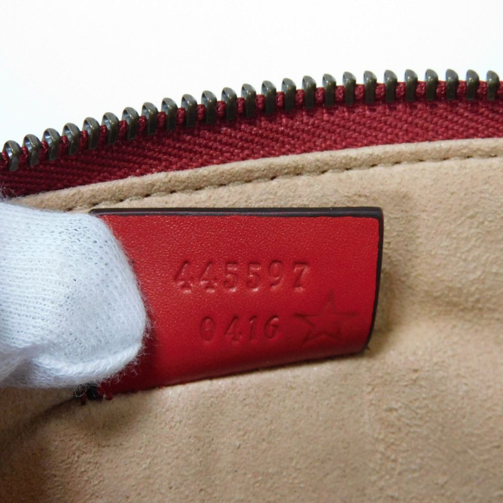 GUCCI Clutch bag 445597 Smooth Calfskin Leather Red Double G Paint GG logo ghost pouch