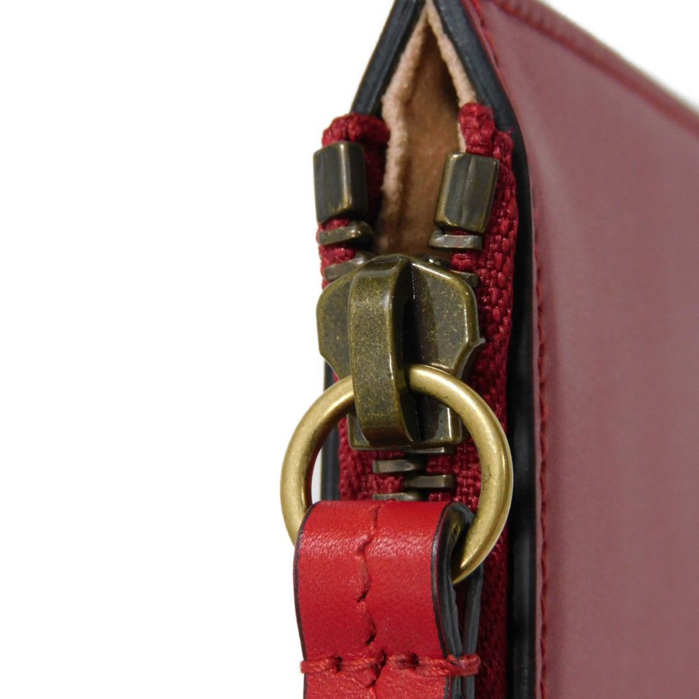GUCCI Clutch bag 445597 Smooth Calfskin Leather Red Double G Paint GG logo ghost pouch