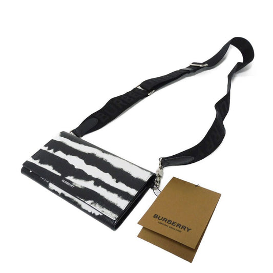 BURBERRY Shoulder Bag Grainy calf leather (embossed) black New logo foil stamping Shoulder wallet