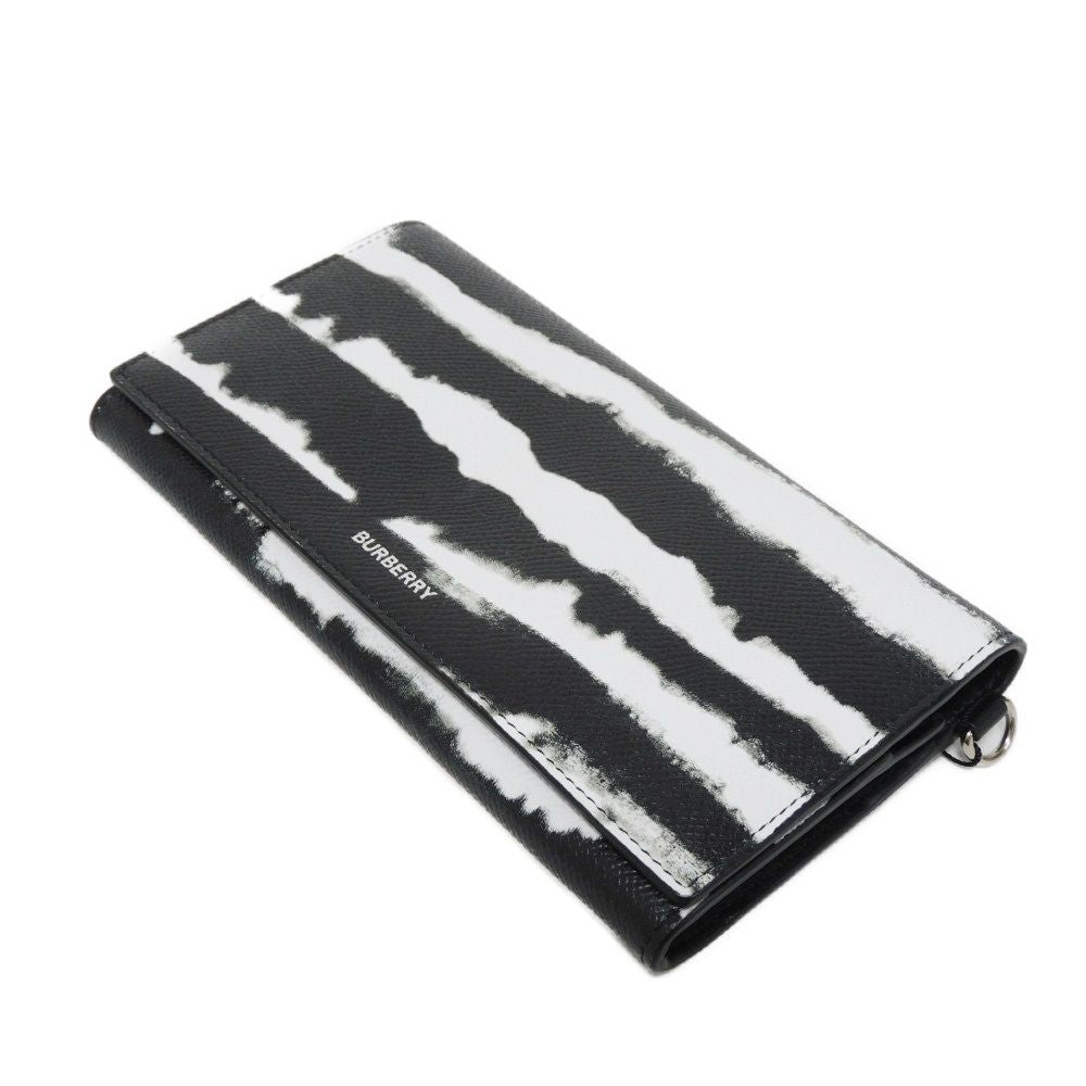 BURBERRY Shoulder Bag Grainy calf leather (embossed) black New logo foil stamping Shoulder wallet