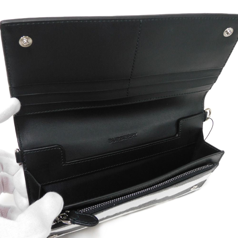BURBERRY Shoulder Bag Grainy calf leather (embossed) black New logo foil stamping Shoulder wallet