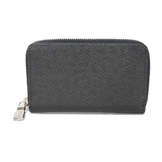 LOUIS VUITTON Coin case M30511 Taiga leather (embossed) Noir New LV logo embossed black Zip Around Taiga Zippy coin purse mens Used Authentic