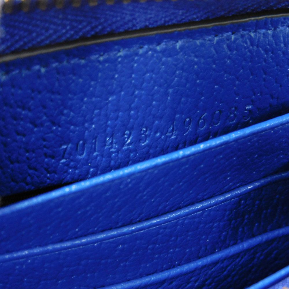 GUCCI Long Wallet Purse 701423 K9GSG 9972 GG Supreme canvas (polyurethane finish) x calf leather blue GG Supreme Cutout Interlocking G Zip Around Wallet