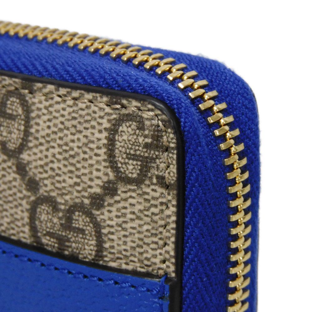 GUCCI Long Wallet Purse 701423 K9GSG 9972 GG Supreme canvas (polyurethane finish) x calf leather blue GG Supreme Cutout Interlocking G Zip Around Wallet