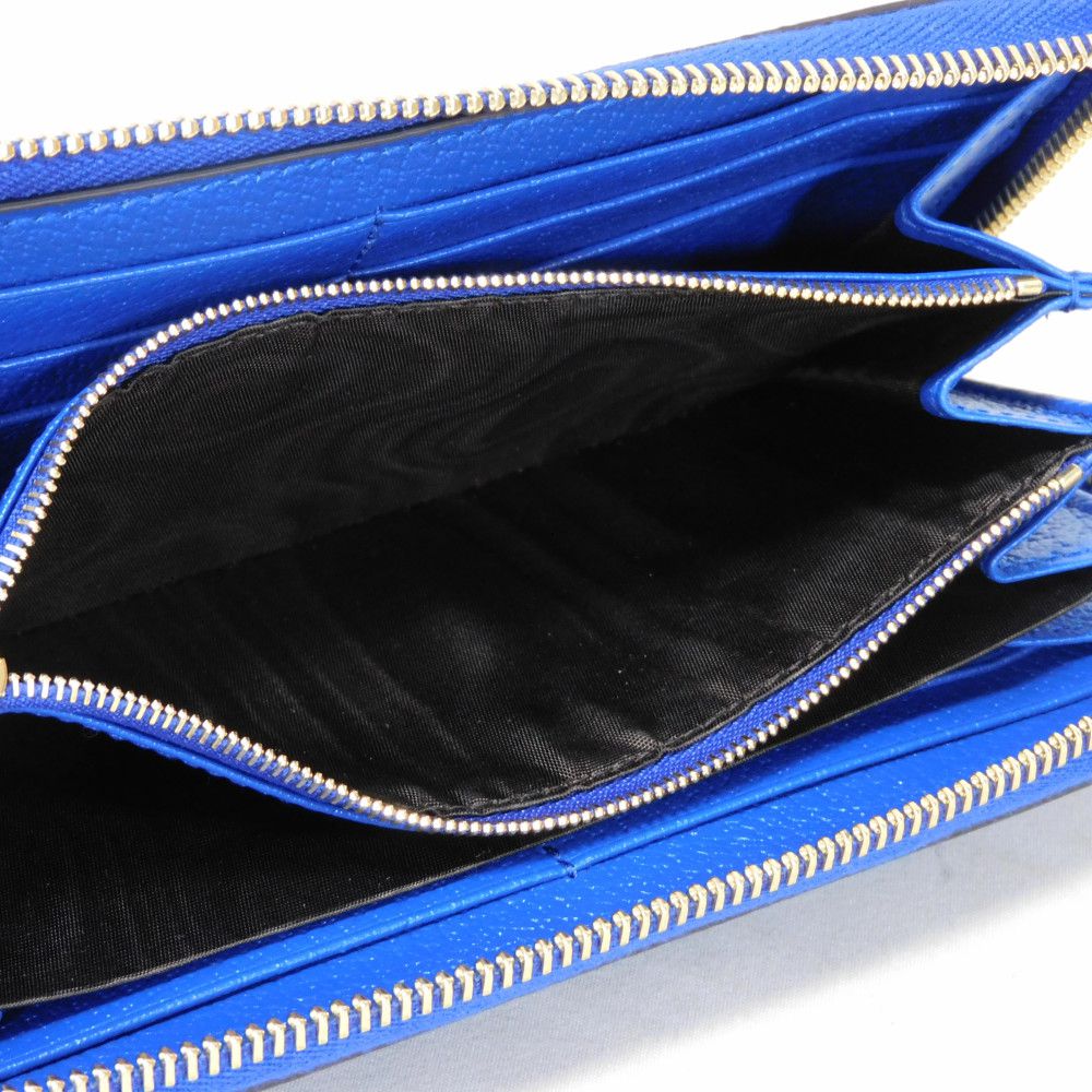 GUCCI Long Wallet Purse 701423 K9GSG 9972 GG Supreme canvas (polyurethane finish) x calf leather blue GG Supreme Cutout Interlocking G Zip Around Wallet