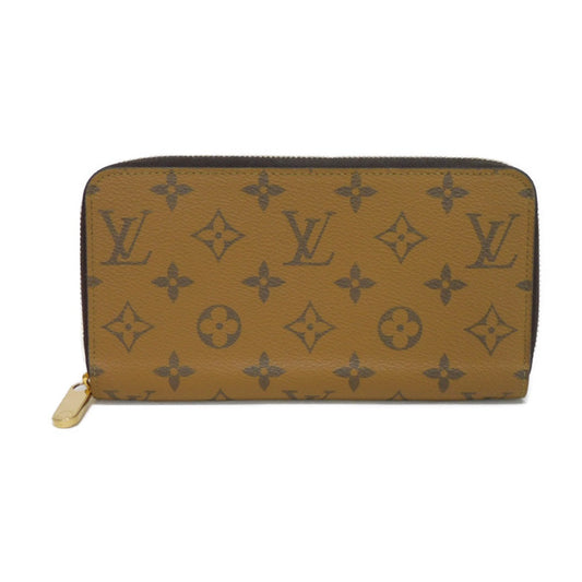 LOUIS VUITTON Long Wallet Purse M82444 Monogram Reverse Canvas x Grained Leather Brown Current LV logo New model Black Zip Around RFID Monogram reverse Zippy wallet unisex(Unisex) Used Authentic