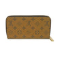 LOUIS VUITTON Long Wallet Purse M82444 Monogram Reverse Canvas x Grained Leather Brown Current LV logo New model Black Zip Around RFID Monogram reverse Zippy wallet unisex(Unisex) Used Authentic