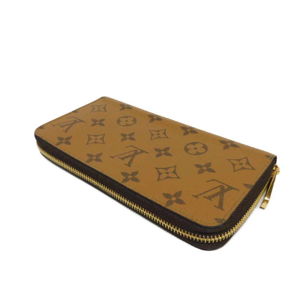 LOUIS VUITTON Long Wallet Purse M82444 Monogram Reverse Canvas x Grained Leather Brown Current LV logo New model Black Zip Around RFID Monogram reverse Zippy wallet unisex(Unisex) Used Authentic