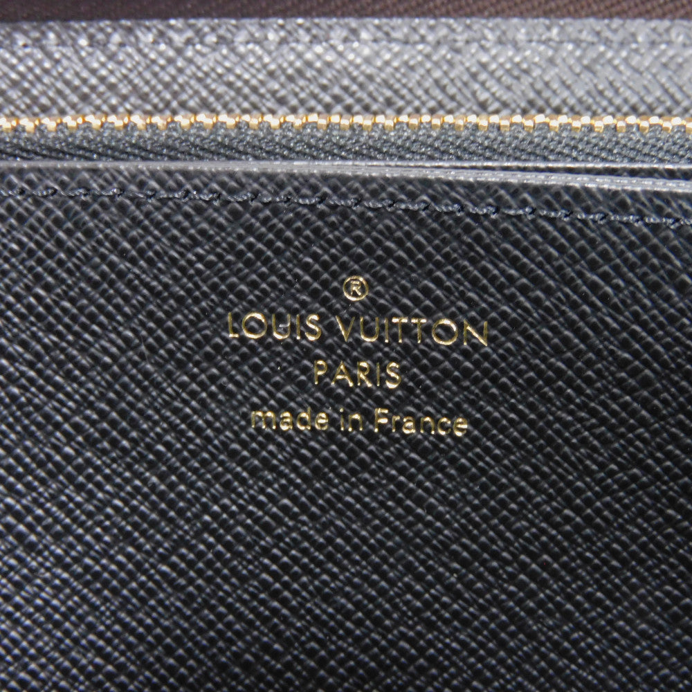LOUIS VUITTON Long Wallet Purse M82444 Monogram Reverse Canvas x Grained Leather Brown Current LV logo New model Black Zip Around RFID Monogram reverse Zippy wallet unisex(Unisex) Used Authentic