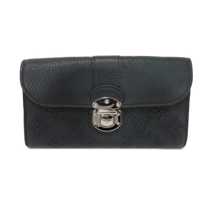 LOUIS VUITTON Long Wallet Purse M58136 Mahina leather (stamped) Noir Old style perforation punching push lock Monogram Mahina Portefeuille Iris unisex(Unisex) Used Authentic