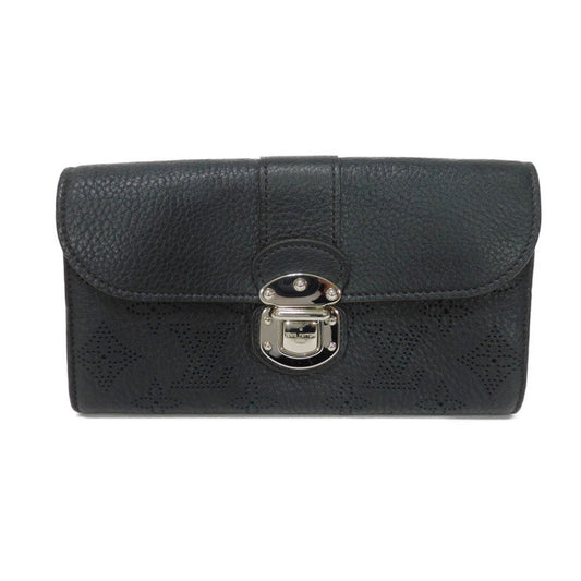 LOUIS VUITTON Long Wallet Purse M58136 Mahina leather (stamped) Noir Old style perforation punching push lock Monogram Mahina Portefeuille Iris unisex(Unisex) Used Authentic