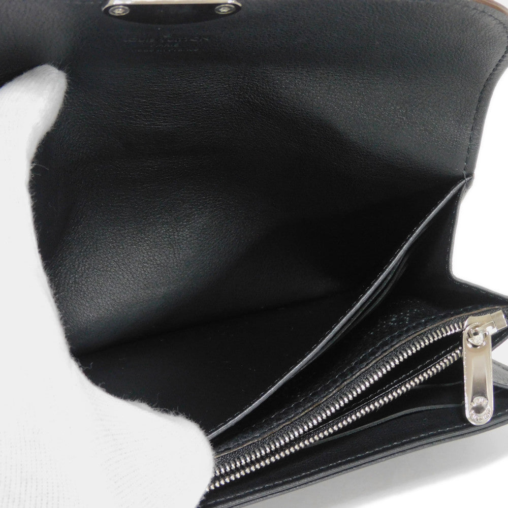 LOUIS VUITTON Long Wallet Purse M58136 Mahina leather (stamped) Noir Old style perforation punching push lock Monogram Mahina Portefeuille Iris unisex(Unisex) Used Authentic