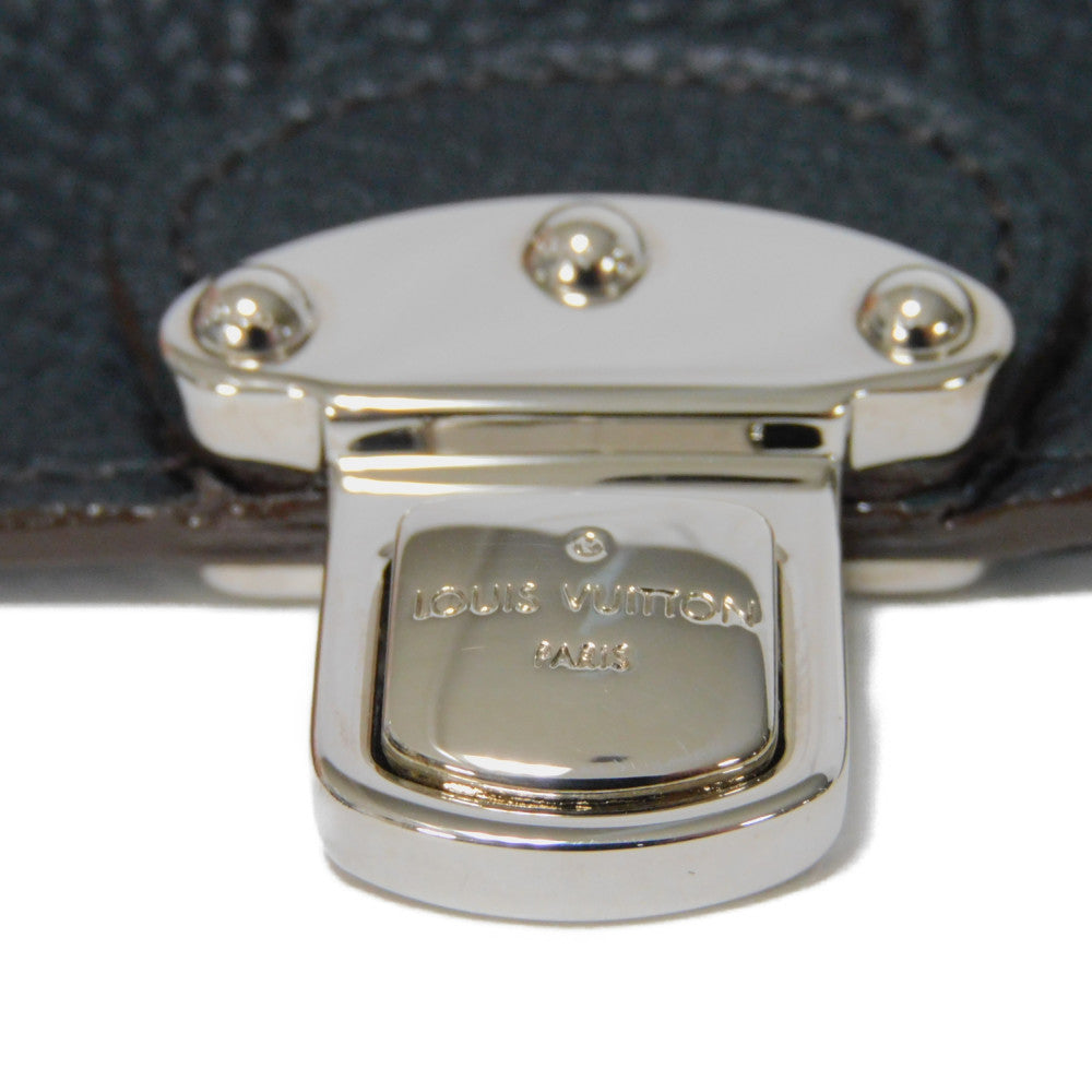 LOUIS VUITTON Long Wallet Purse M58136 Mahina leather (stamped) Noir Old style perforation punching push lock Monogram Mahina Portefeuille Iris unisex(Unisex) Used Authentic