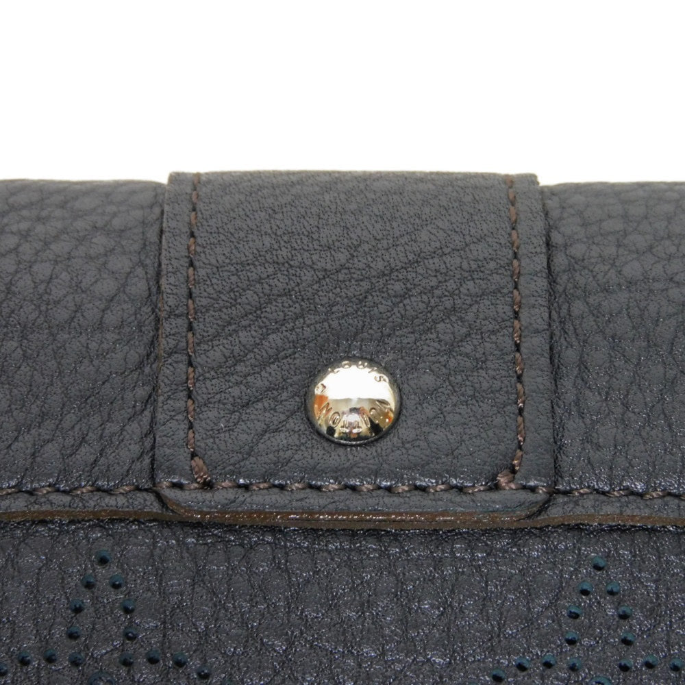 LOUIS VUITTON Long Wallet Purse M58136 Mahina leather (stamped) Noir Old style perforation punching push lock Monogram Mahina Portefeuille Iris unisex(Unisex) Used Authentic