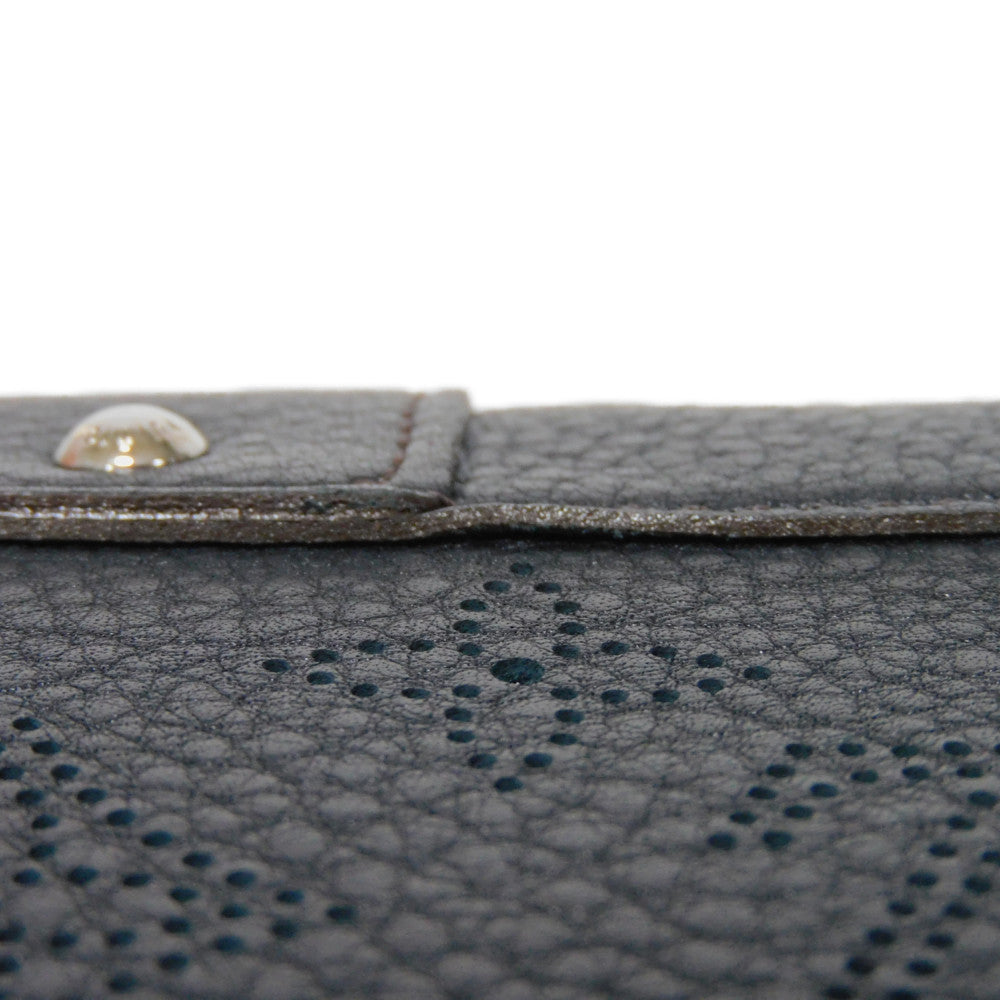 LOUIS VUITTON Long Wallet Purse M58136 Mahina leather (stamped) Noir Old style perforation punching push lock Monogram Mahina Portefeuille Iris unisex(Unisex) Used Authentic