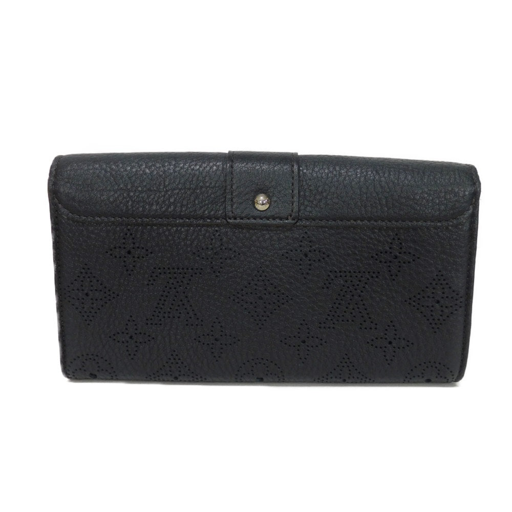 LOUIS VUITTON Long Wallet Purse M58136 Mahina leather (stamped) Noir Old style perforation punching push lock Monogram Mahina Portefeuille Iris unisex(Unisex) Used Authentic