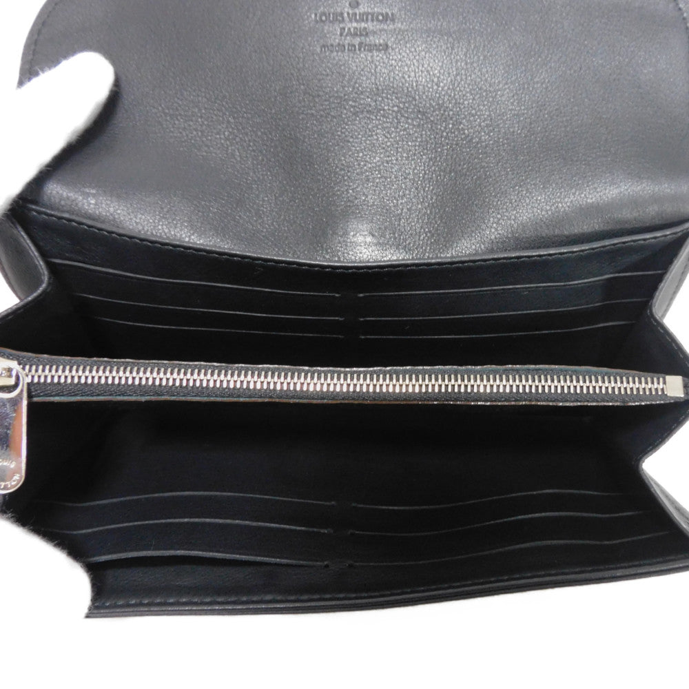 LOUIS VUITTON Long Wallet Purse M58136 Mahina leather (stamped) Noir Old style perforation punching push lock Monogram Mahina Portefeuille Iris unisex(Unisex) Used Authentic