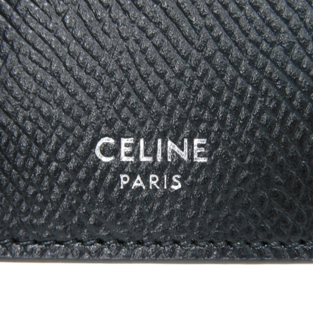 CELINE Coin case 10B683BEL.38SI  Grained calfskin (embossed) black Current Grain Calfskin Card Case Unused New logo Compact zipped card holder unisex(Unisex) Used Authentic