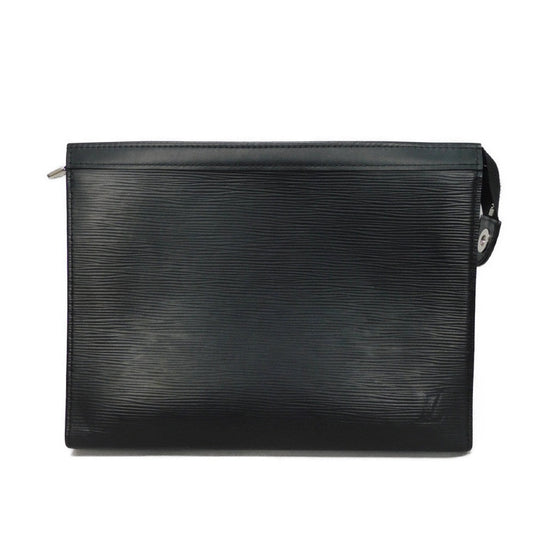 LOUIS VUITTON Clutch bag M81326 Epi leather x grain leather Noir LV logo black business bag RFID IC chip Epi Pochette Voyage MM mens Used Authentic