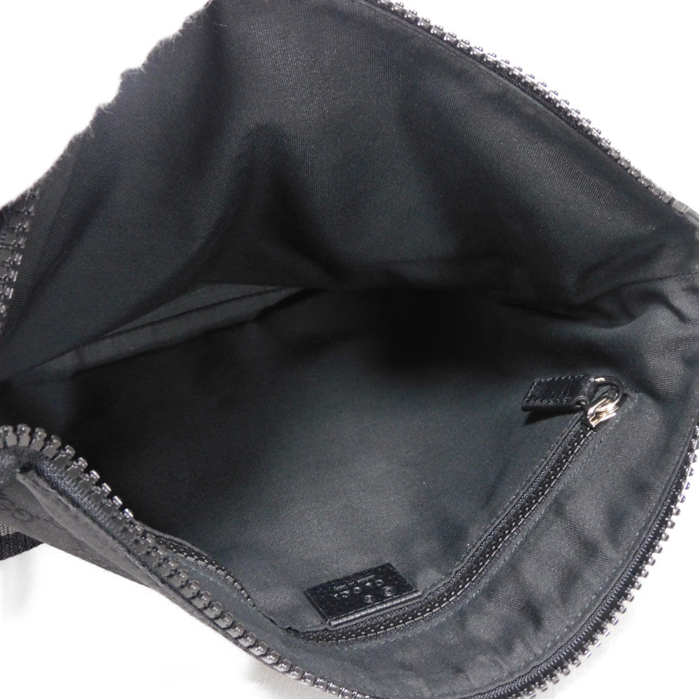 GUCCI Shoulder Bag 449185 G1XHN 8615 Nylon canvas x calf leather black Web stripe grey, good condition logo GG nylon medium messenger bag mens Used Authentic