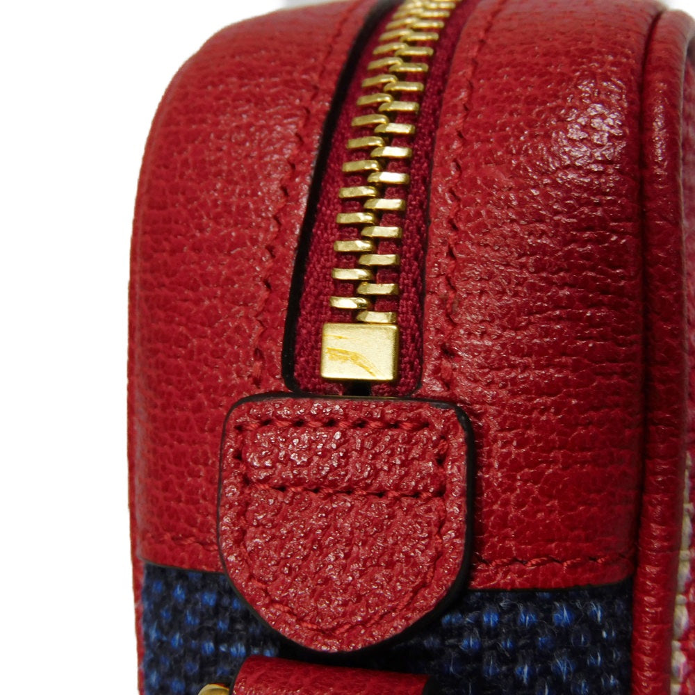 GUCCI Shoulder Bag 517350 Baia de la linen canvas x calf leather Tricolor Baiadera Linen Trio-Colour Crossbody Double G Ophidia mini bag unisex(Unisex) Used Authentic