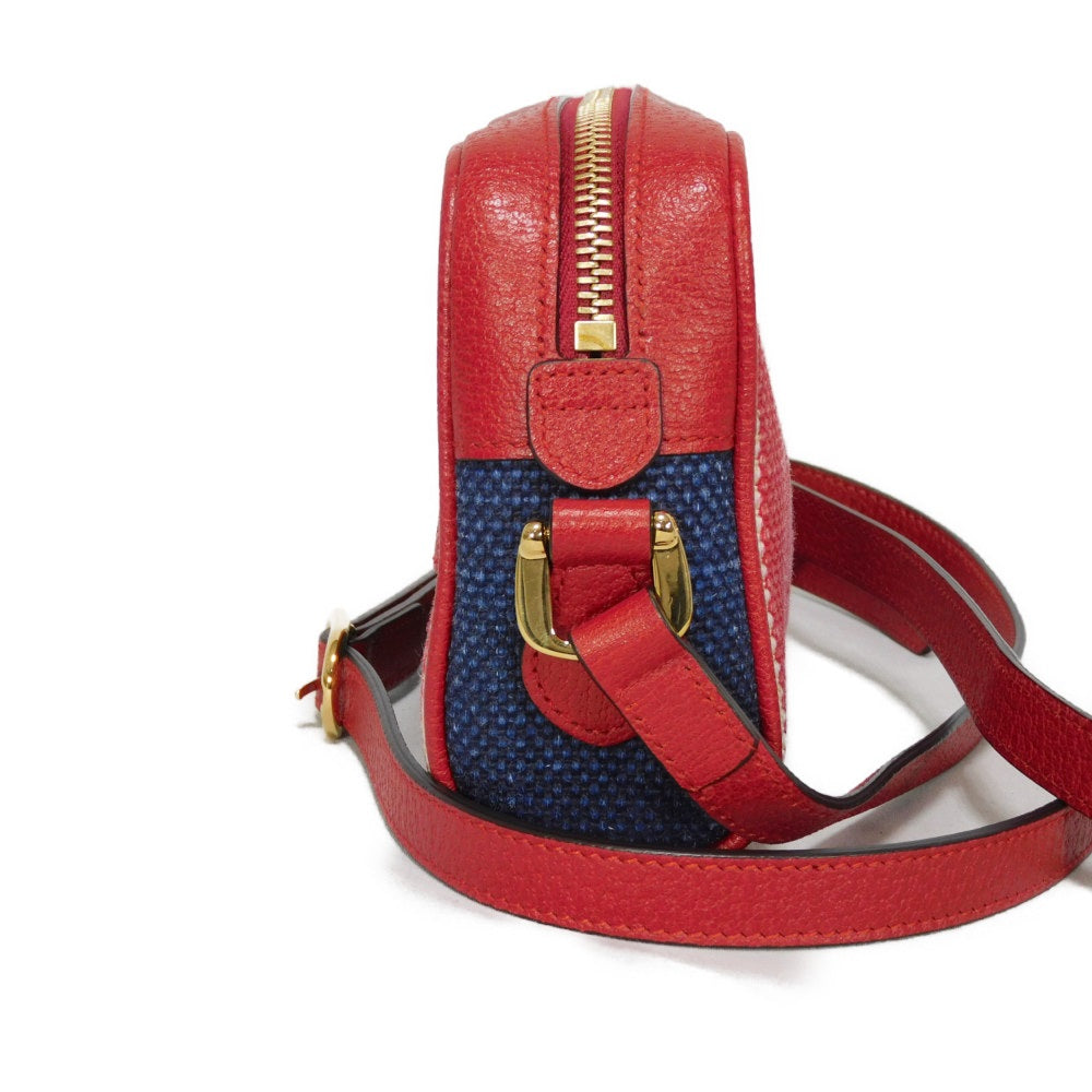GUCCI Shoulder Bag 517350 Baia de la linen canvas x calf leather Tricolor Baiadera Linen Trio-Colour Crossbody Double G Ophidia mini bag unisex(Unisex) Used Authentic