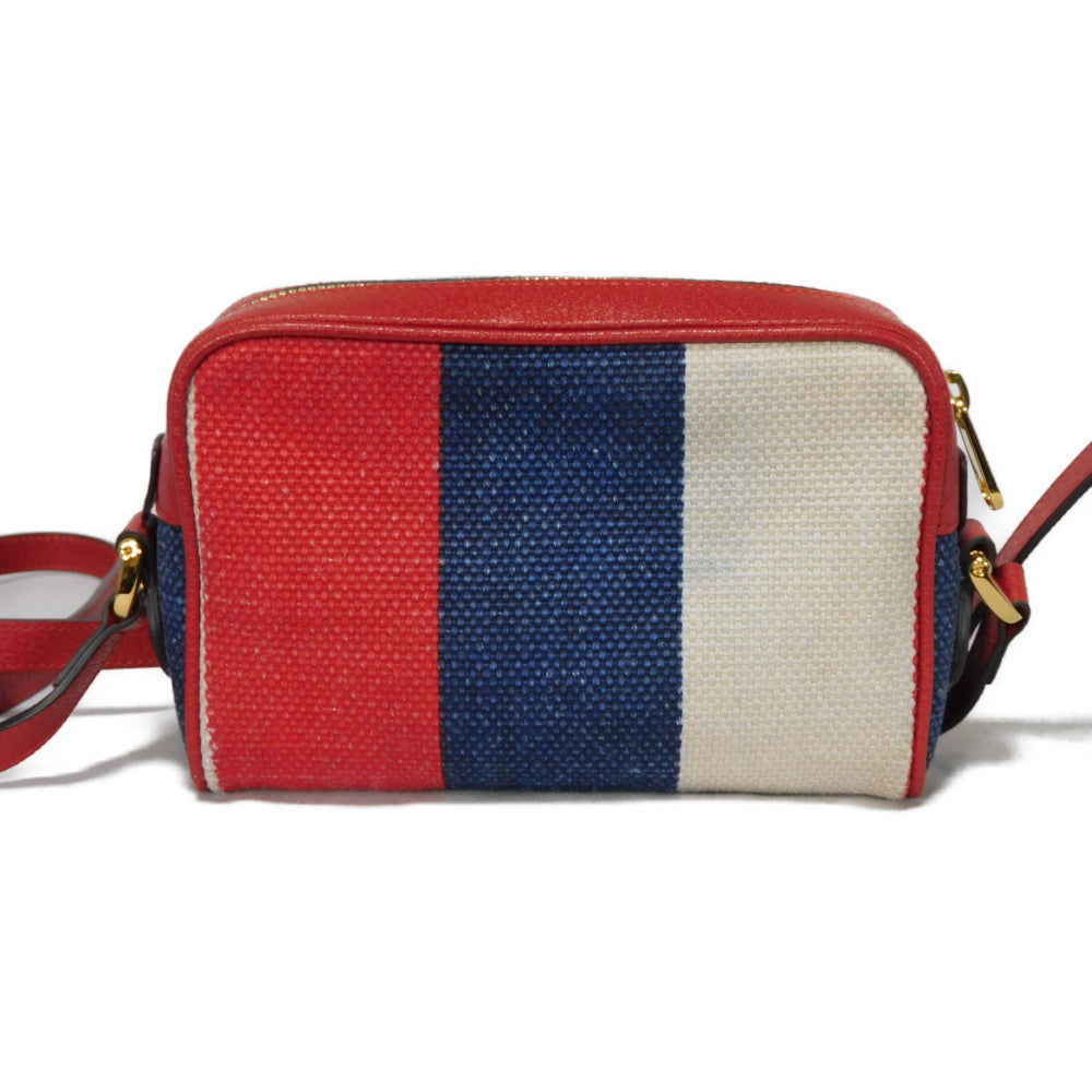 GUCCI Shoulder Bag 517350 Baia de la linen canvas x calf leather Tricolor Baiadera Linen Trio-Colour Crossbody Double G Ophidia mini bag unisex(Unisex) Used Authentic
